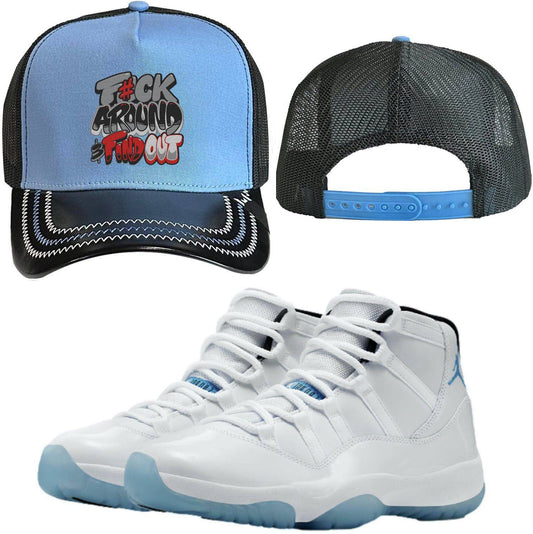 Jordan 11 Legend Blue - Premium Trucker Hat - Red F#ck