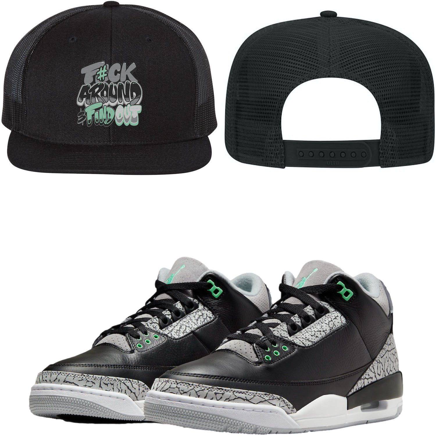 Jordan 3 Green Glow 3s Flat Brim Trucker Hats - Green Glow F#ck