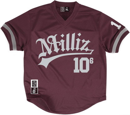 Jordan 5 Burgundy 5s Baseball Jersey - Milliz