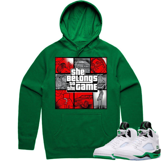 Jordan 5 Lucky Green 5s Hoodie - Lucky Green 5s Hoodie - Red Game