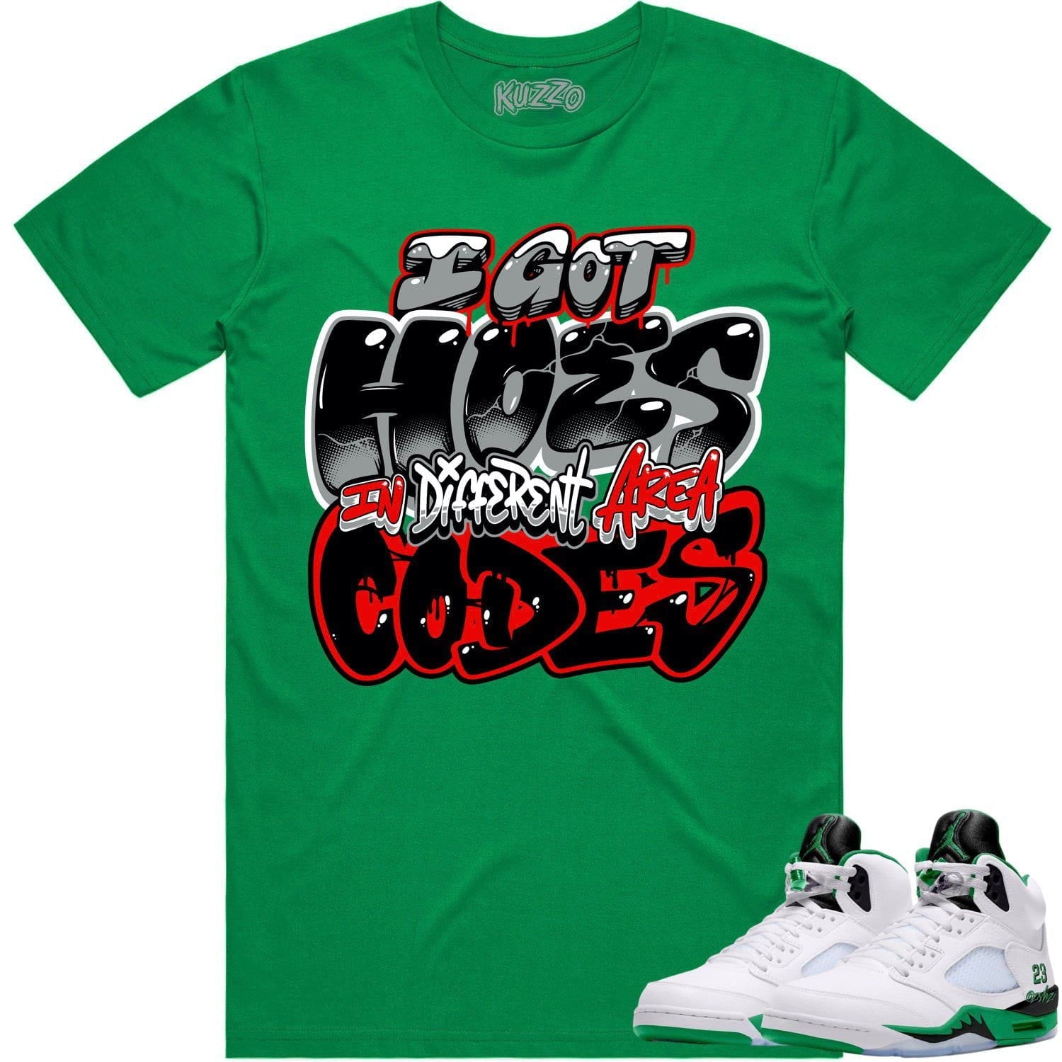 Jordan 5 Lucky Green 5s Shirt - Lucky Green Sneaker Tees - Area Codes