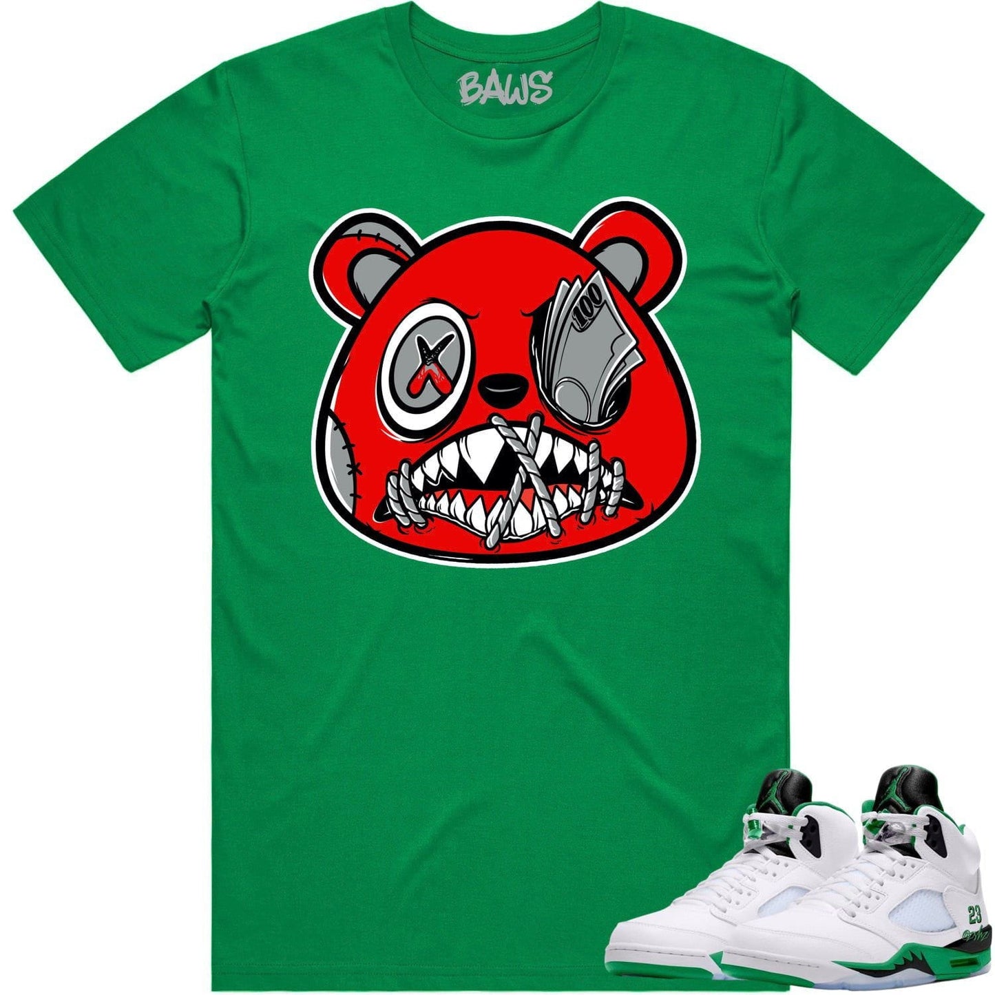 Jordan 5 Lucky Green 5s Shirt - Sneaker Tees - Angry Money Talks Baws