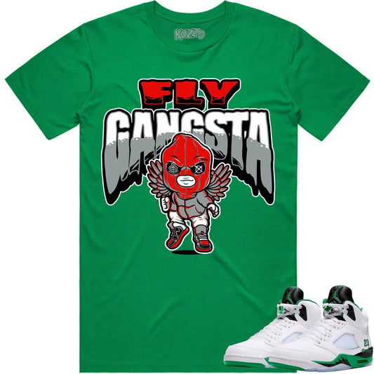 Jordan 5 Lucky Green 5s Shirt - Sneaker Tees - Red Fly Gangsta