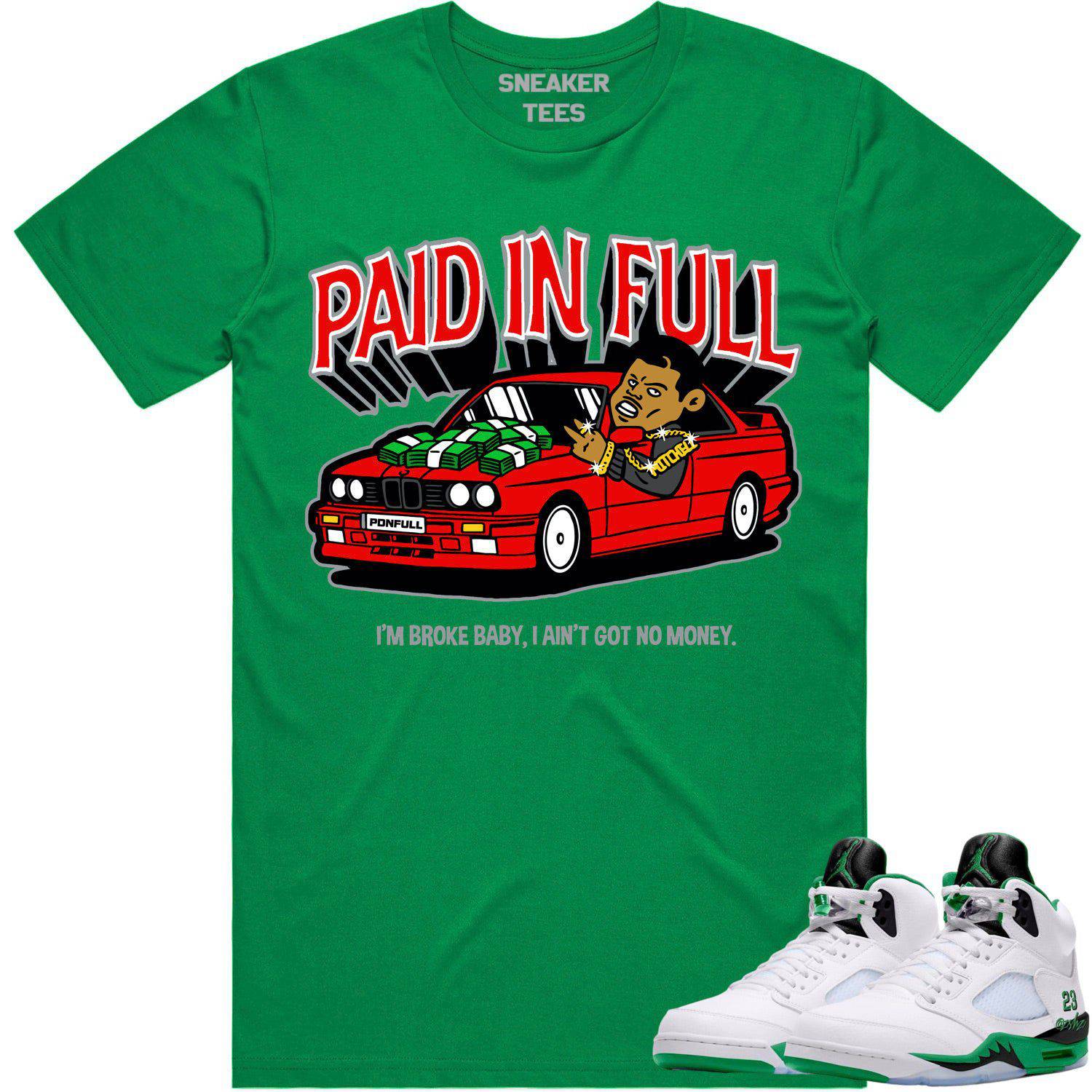 Jordan 5 Lucky Green 5s Shirt - Sneaker Tees - Red Paid