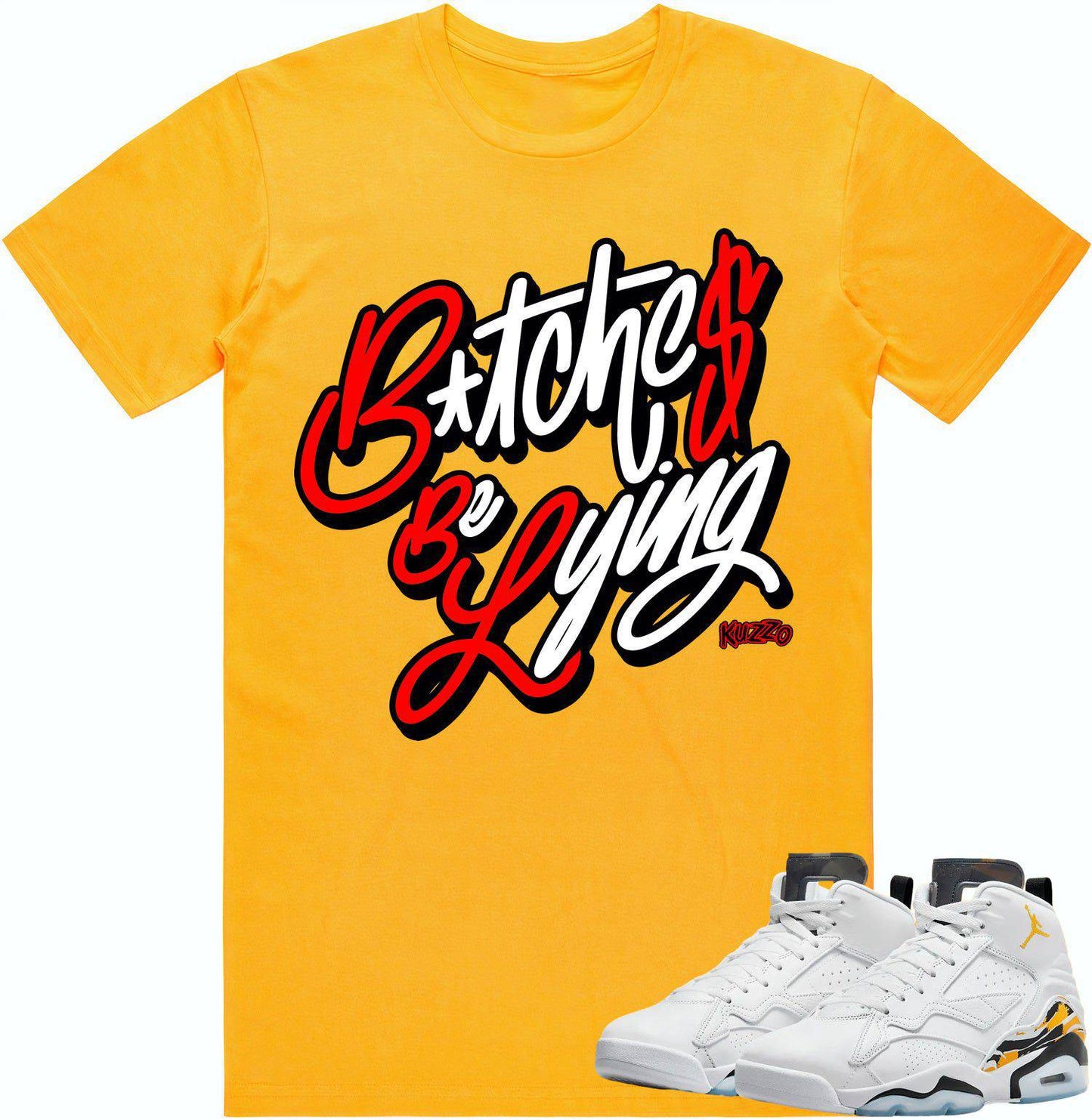 Jordan MVP 678 Yellow Ochre Shirt - Ochre Sneaker Tees - Red BBL