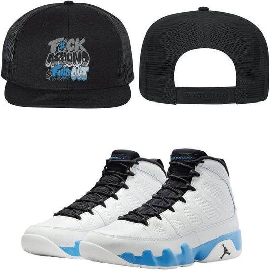 Jordan Powder Blue 9s Flat Brim Trucker Hats - Powder Blue F#ck