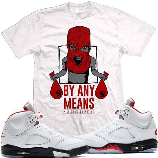 Jordan Retro 5 69 Points Fire Red Sneaker Shirt