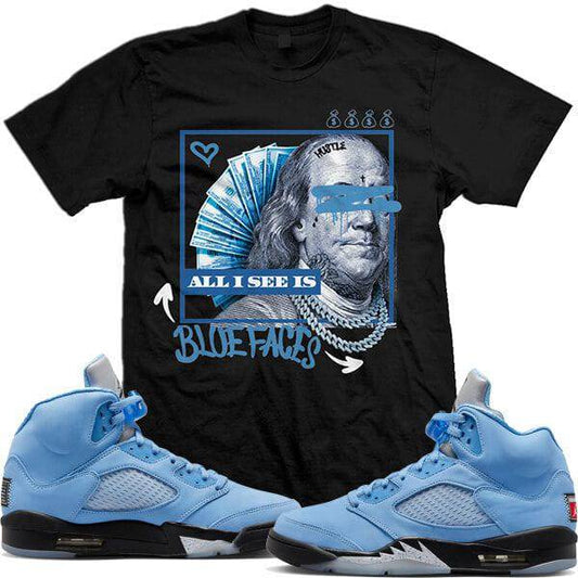 Jordan Retro 5 UNC University Blue 5s : Shirts to Match : Blue Faces