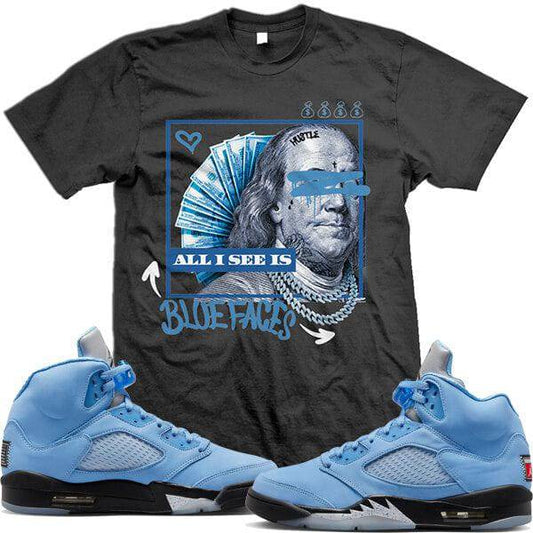 Jordan Retro 5s UNC University Blue : Shirts to Match : Blue Faces