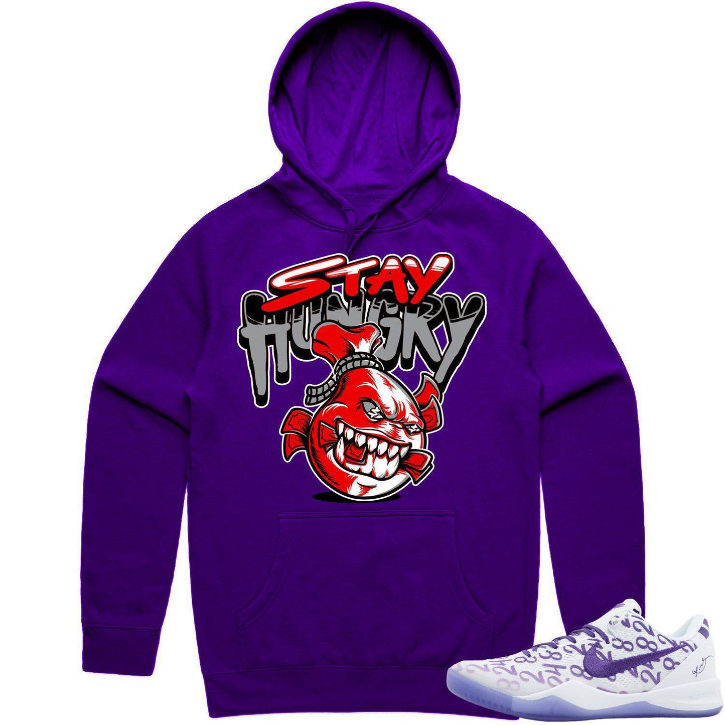 Kobe 8 Court Purple 8s Hoodie - Jordan Raptors Hoodie - Stay Hungry