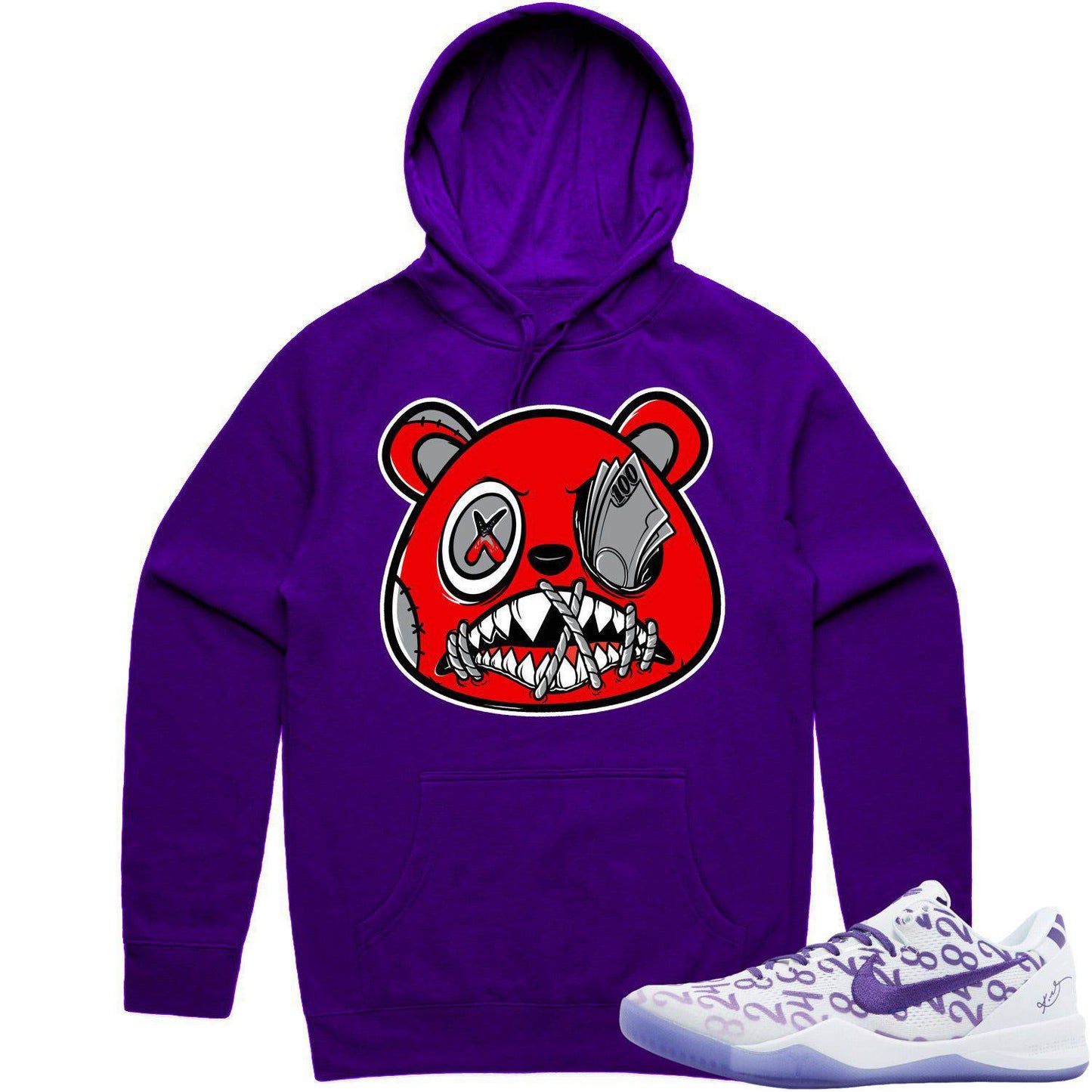 Kobe 8 Court Purple 8s Hoodie - Kobe 8s Hoodie - Angry Money Talks Baws