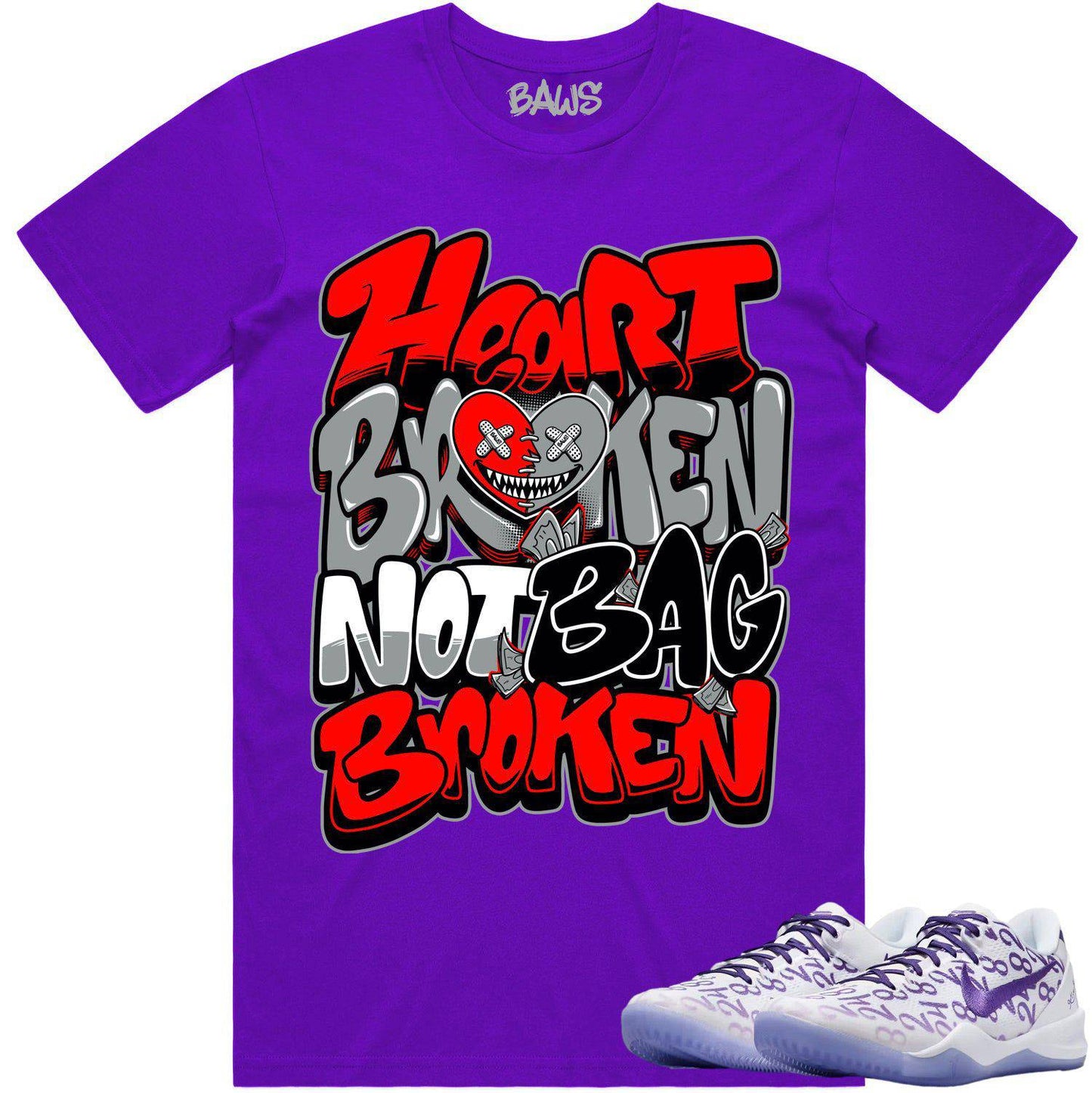 Kobe 8 Court Purple 8s Shirt - Kobe 8s Sneaker Tees - Heart Broken