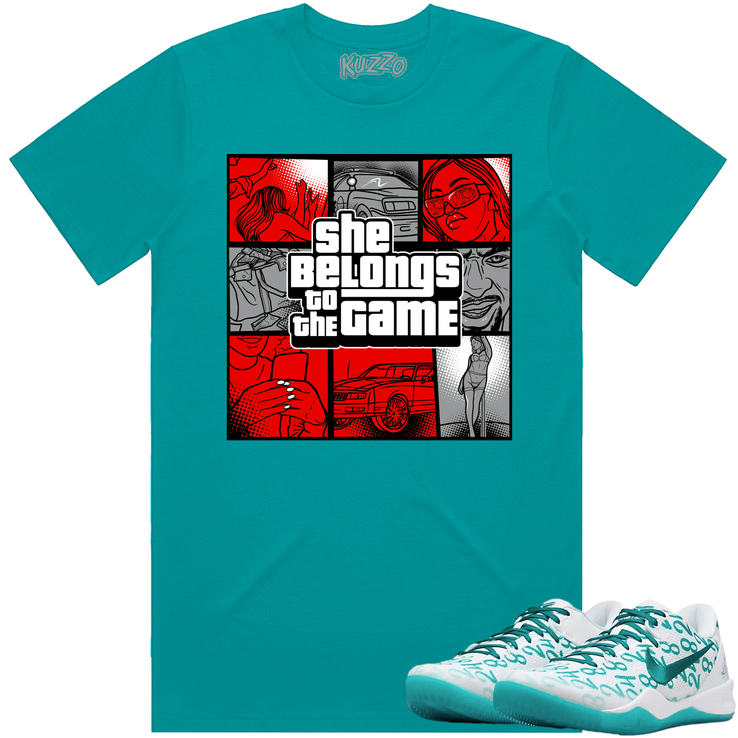 Kobe 8 Protro Radiant Emerald 8s Shirt - Kobe Sneaker Tees - Red Game