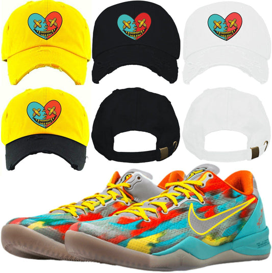 Kobe 8 Venice Beach 8s Dad Hats - Venice Heart Baws
