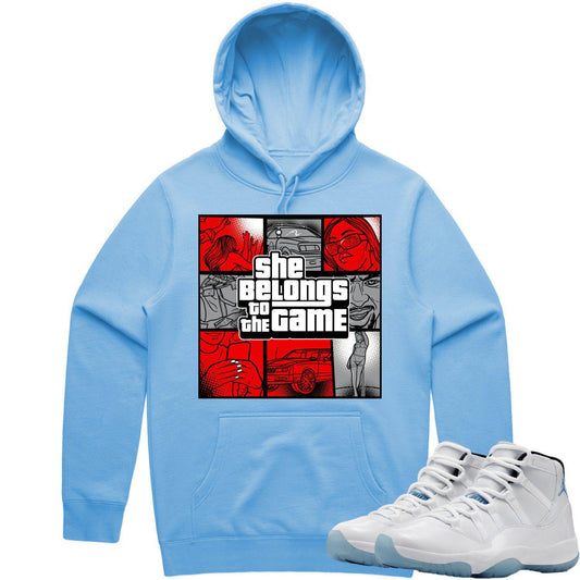 Legend Blue 11s Hoodie to Match - Columbia 11s Hoodie - Red Game