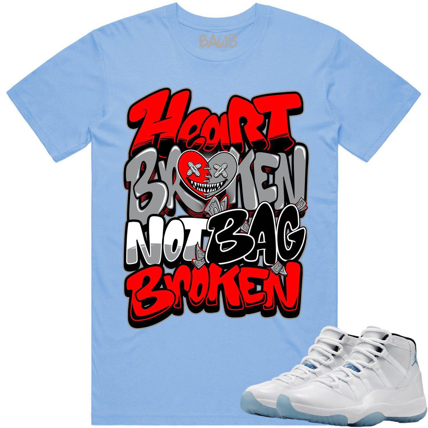 Legend Blue 11s Shirt - Jordan Retro 11 Columbia Shirt - Heart Broken