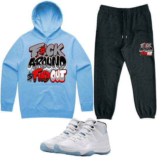 Legend Blue 11s Sneaker Outfit - Hoodie and Jogger Sweat Suit - F#ck