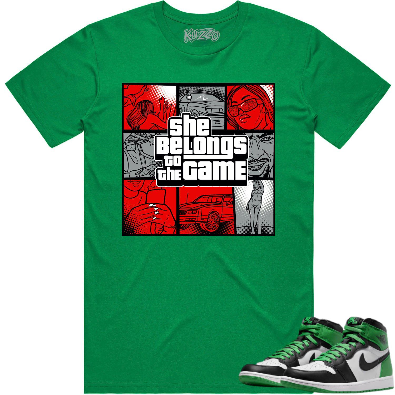 Lucky Green 1s Shirt - Jordan Retro 1 Lucky Green Shirt - Red Game