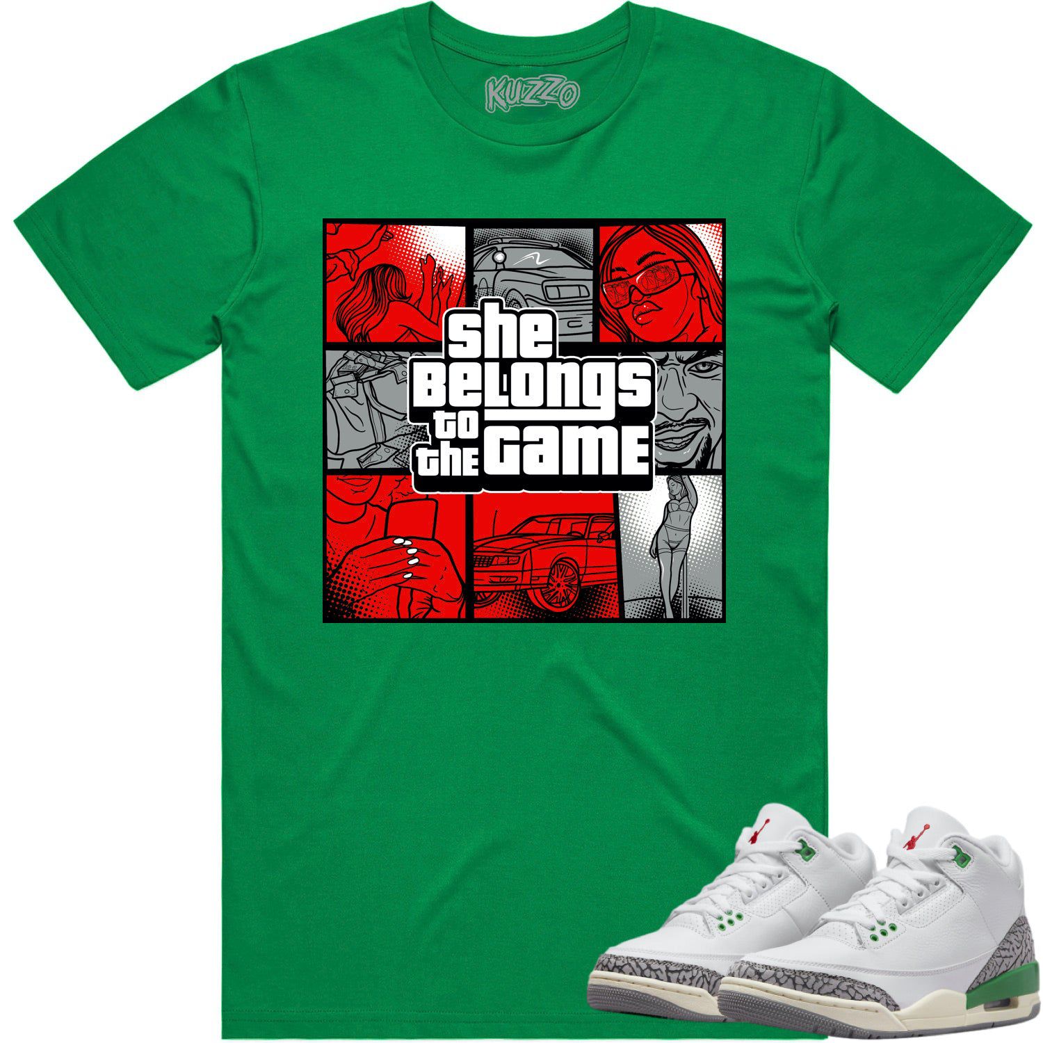 Lucky Green 3s Shirt - Jordan Retro 3 Lucky Green Shirt - Red Game