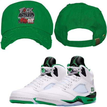 Lucky Green 5s Dad Hat - Jordan 5 Lucky Green 5s Hats - Red F#ck