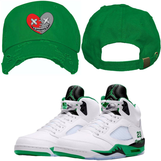 Lucky Green 5s Dad Hat - Jordan 5 Lucky Green 5s Hats - Red Heart Baws