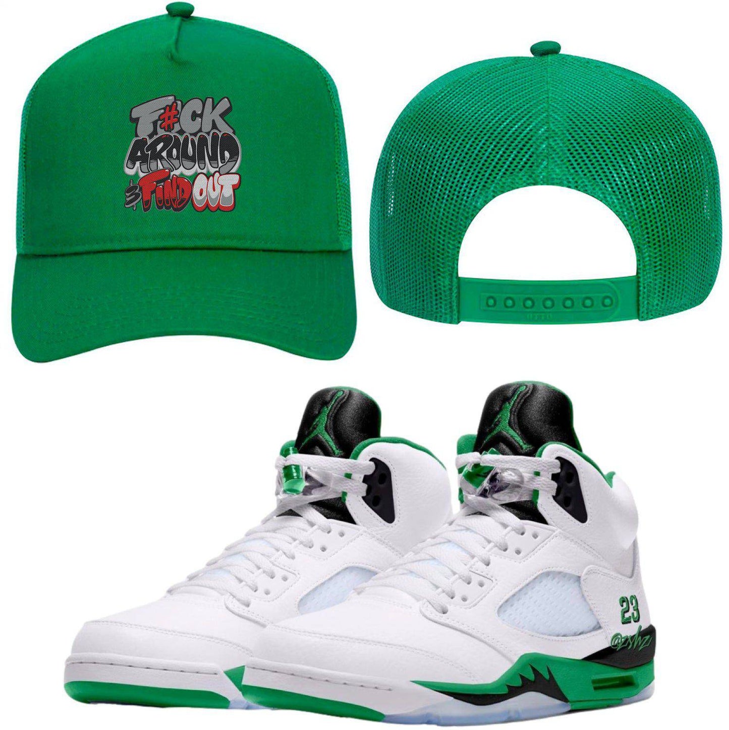 Lucky Green 5s Trucker Hats - Jordan 5 Lucky Green 5s Hats - F#ck