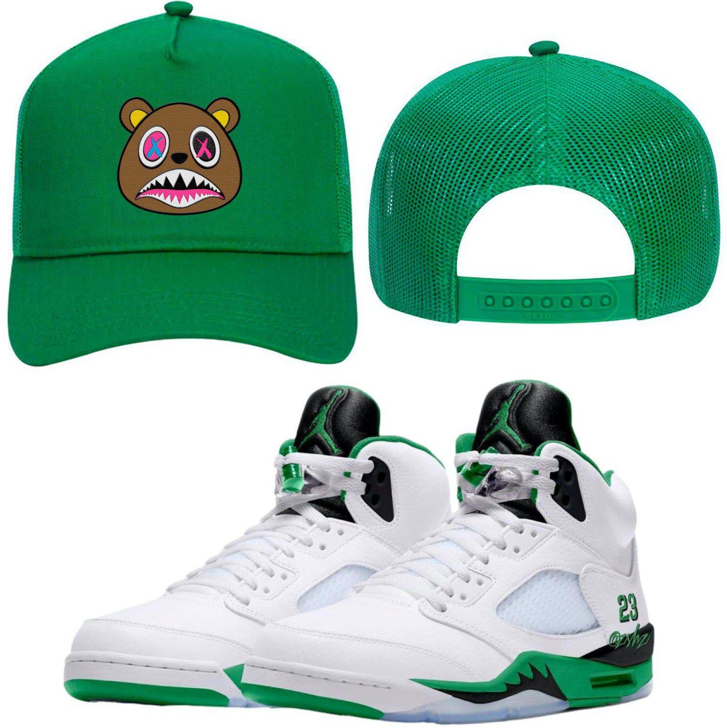 Lucky Green 5s Trucker Hats - Jordan 5 Lucky Green Hats - Crazy Baws