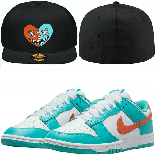 Miami Dolphin Dunks Fitted Hats - Miami Heart Baws