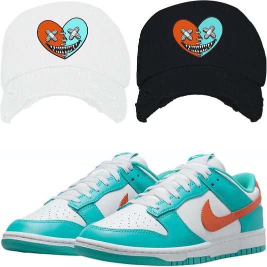 Miami Dolphin Dunks Hats - Miami Dunks Dad Hats - Miami Heart Baws