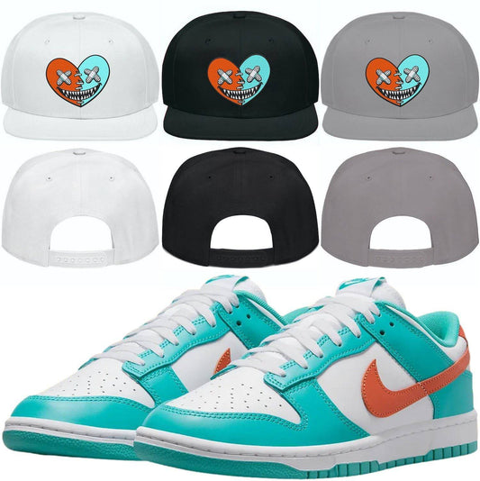 Miami Dolphin Dunks Snapback Hats - Miami Heart Baws