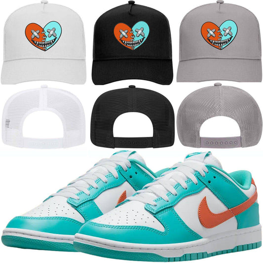 Miami Dolphin Dunks Truckers - Dolphin Trucker Hats - Miami Heart Baws