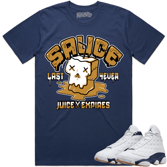 Midnight Navy 13s Shirt to Match - Jordan 13 Sneaker Tees - Sauces