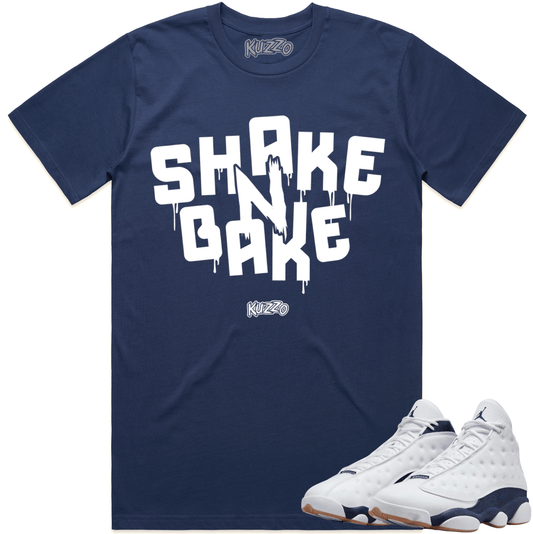 Midnight Navy 13s Shirt to Match - Jordan 13 Sneaker Tees - Shake Bake