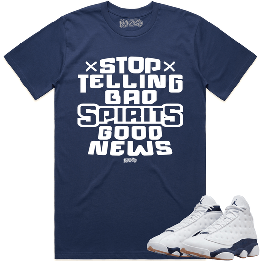 Midnight Navy 13s Shirt to Match - Jordan 13 Sneaker Tees - Spirits