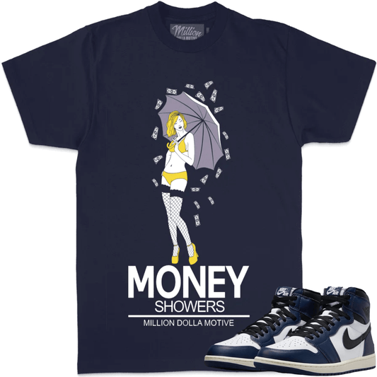 Midnight Navy 1s Shirt to Match - Sneaker Tees - Money Showers