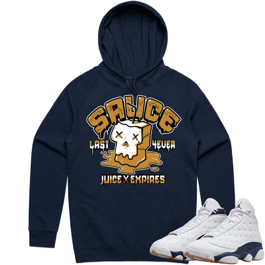 Midnight Navy Gum 13s Hoodie to Match - Wheat Sauce