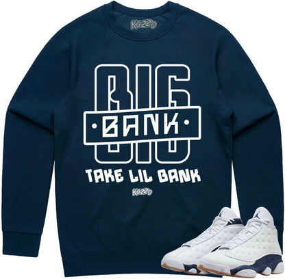 Midnight Navy Gym 13s Sweater - Jordan 13 Crewnecks - Big Bank