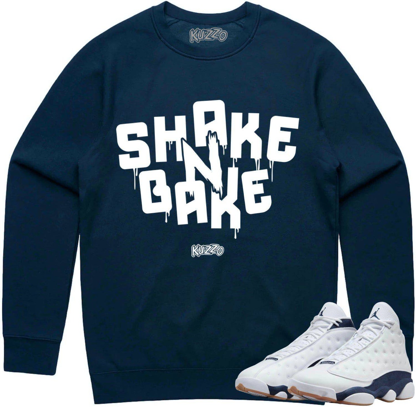 Midnight Navy Gym 13s Sweater - Jordan 13 Crewnecks - Shake N Bake