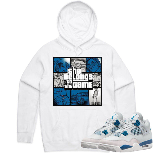 Military Blue 4s Hoodie - Jordan 4 Military Blue 4s Hoodie - Game