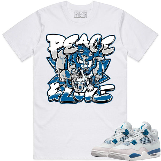 Military Blue 4s Shirt - Jordan 4 Military Blue Shirts - Peace Love