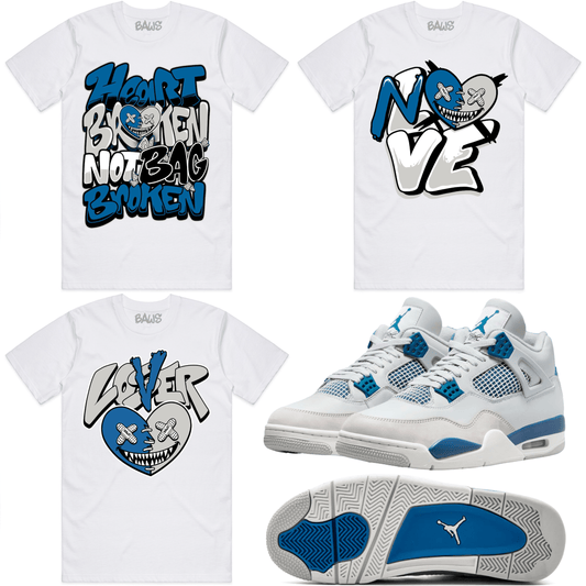 Military Blue 4s Shirts - Jordan 4 Military Blue Sneaker Tees - Love