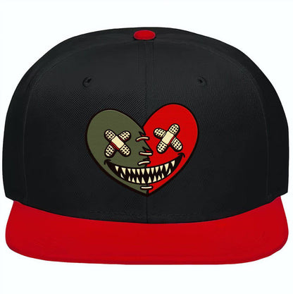 Mystic Red Cargo Dunks Snapback Hats - Olive Heart Baws