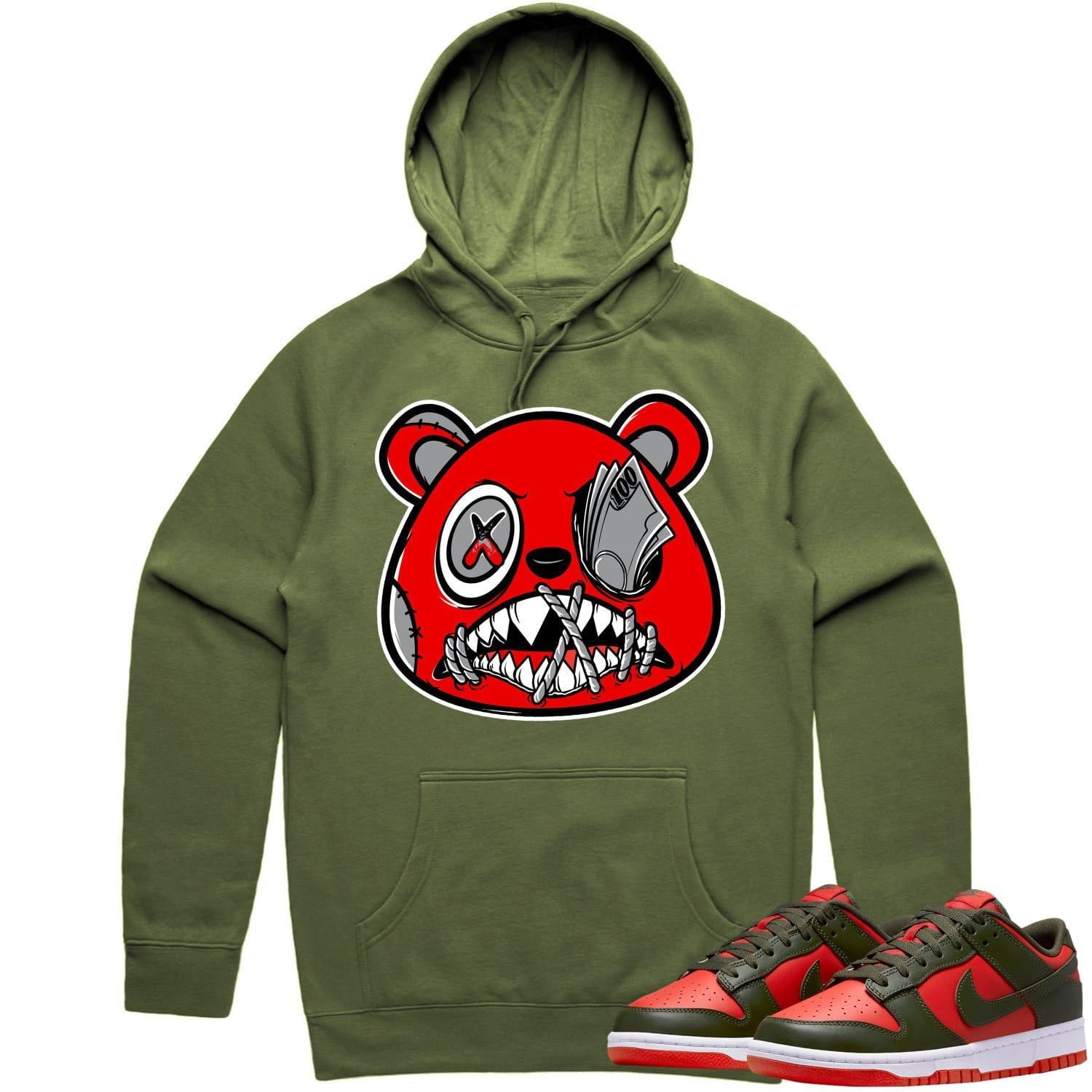 Mystic Red Dunks Hoodie - Olive Red Dunks Shirts - Angry Money Talks