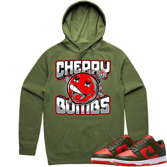 Mystic Red Dunks Hoodie - Olive Red Dunks Shirts - Cherry Bombs