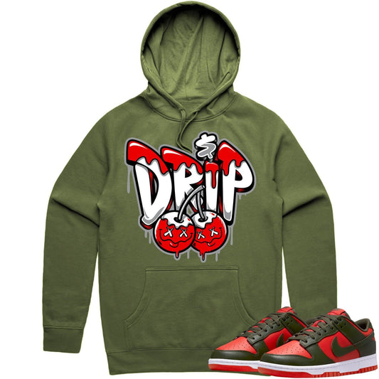 Mystic Red Dunks Hoodie - Olive Red Dunks Shirts - Money Drip