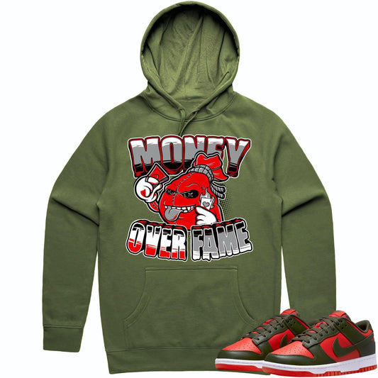 Mystic Red Dunks Hoodie - Olive Red Dunks Shirts - Money Fame