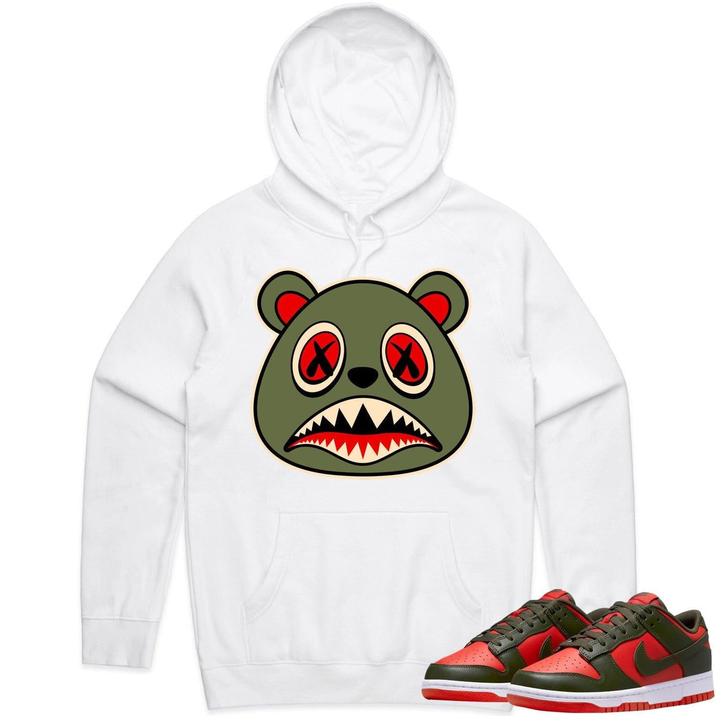 Mystic Red Dunks Hoodie - Olive Red Dunks Shirts - Olive Baws Bear