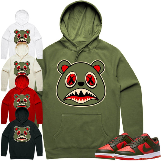 Mystic Red Dunks Hoodie - Olive Red Dunks Shirts - Olive Baws Bear