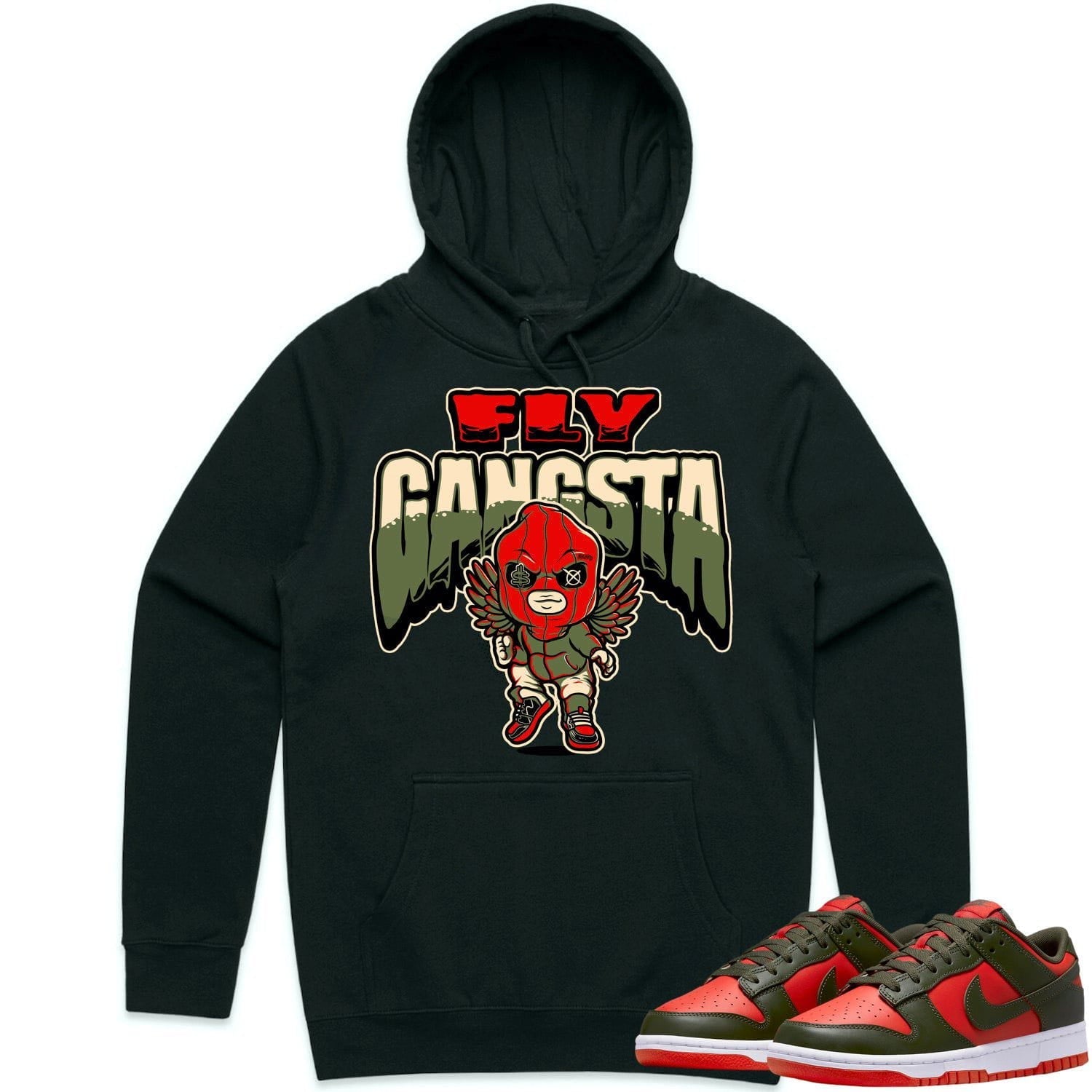 Mystic Red Dunks Hoodie - Olive Red Dunks Shirts - Olive Fly Gangsta