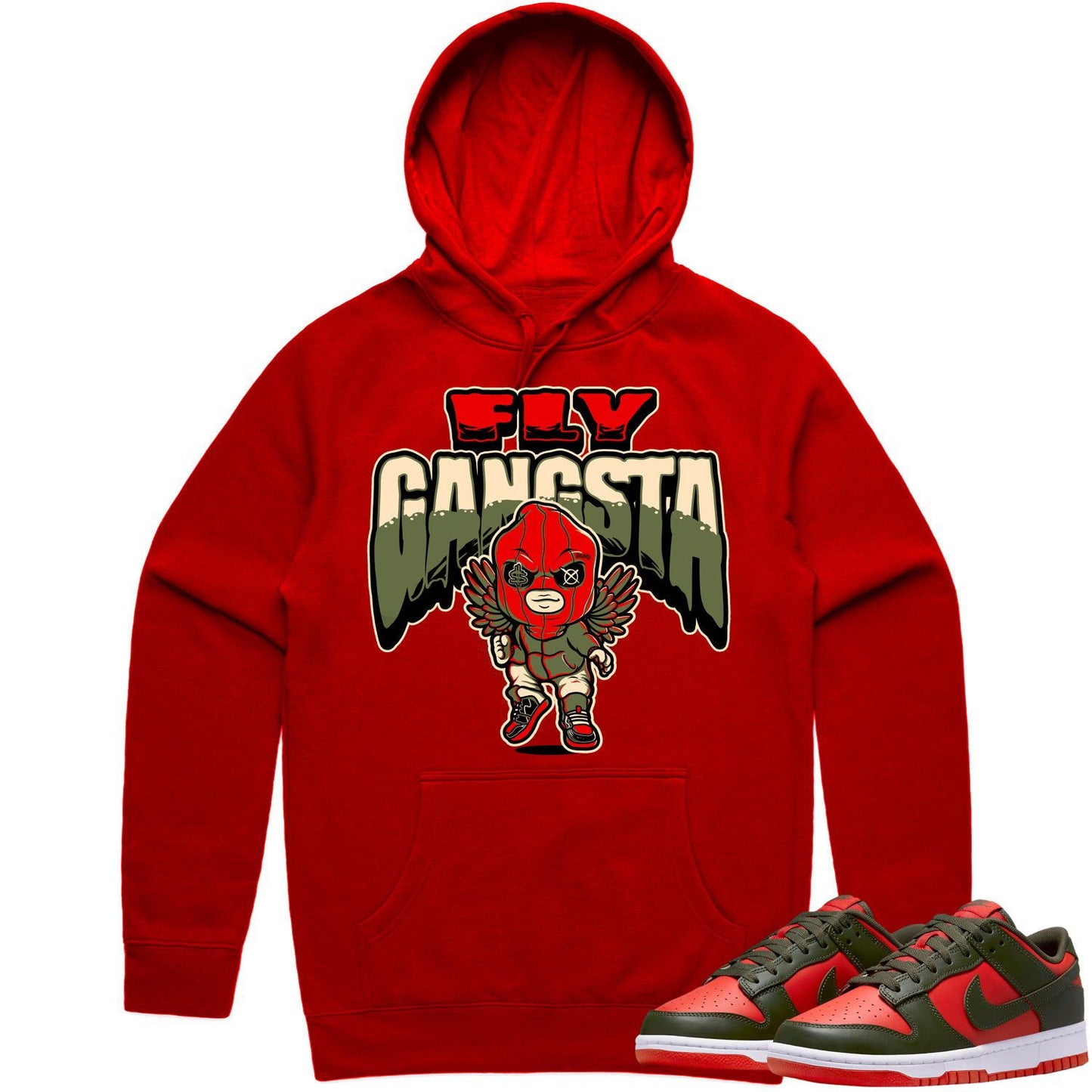 Mystic Red Dunks Hoodie - Olive Red Dunks Shirts - Olive Fly Gangsta